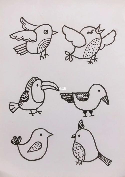 可爱的小鸟92零基础简笔画小素材