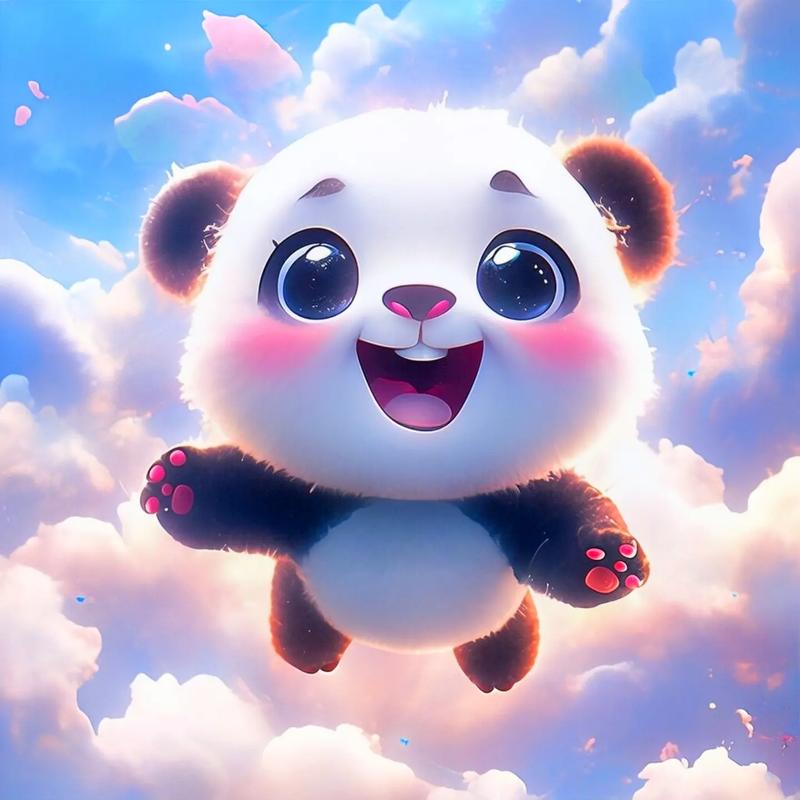 云朵上的可爱熊猫#卡通 #治愈系 #熊猫 #动画 #头像 - 抖音