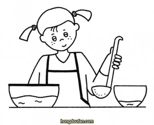 学*做饭的小女生要如何画爱做饭下厨房简笔画大全