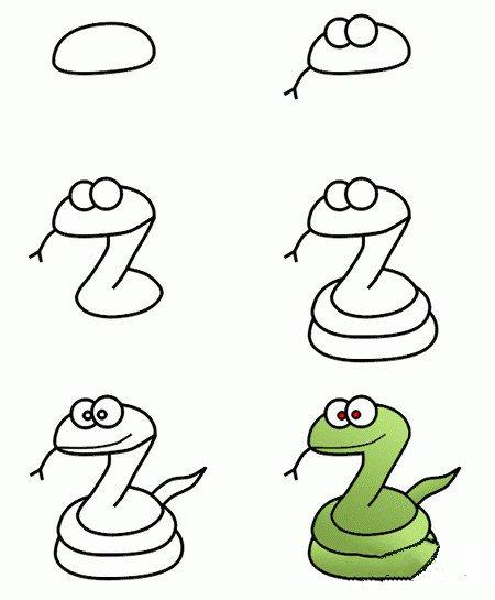 小学生关于蛇的简笔画学*步骤