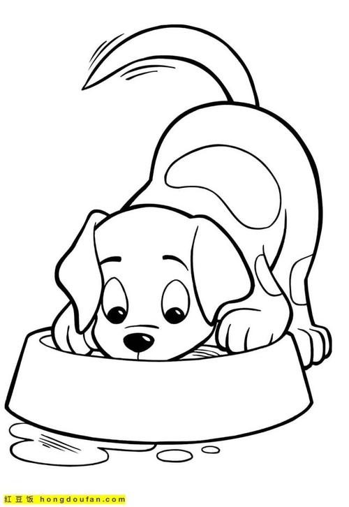 画小狗(孩子们一定会喜欢的12张最可爱的小小狗子卡通涂色简笔画)(7)