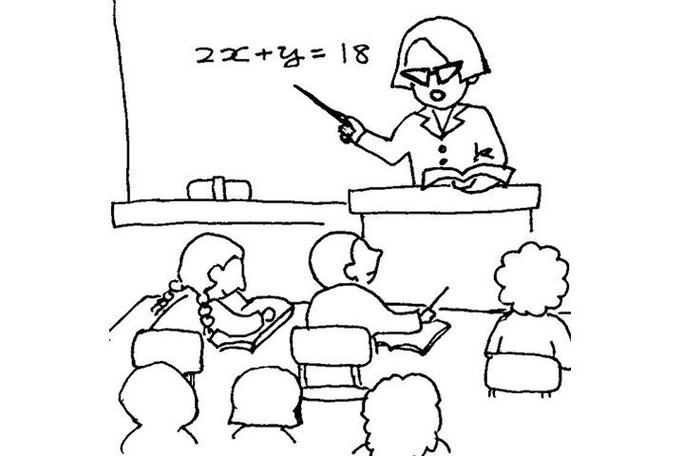 教师在讲台上课的简笔画