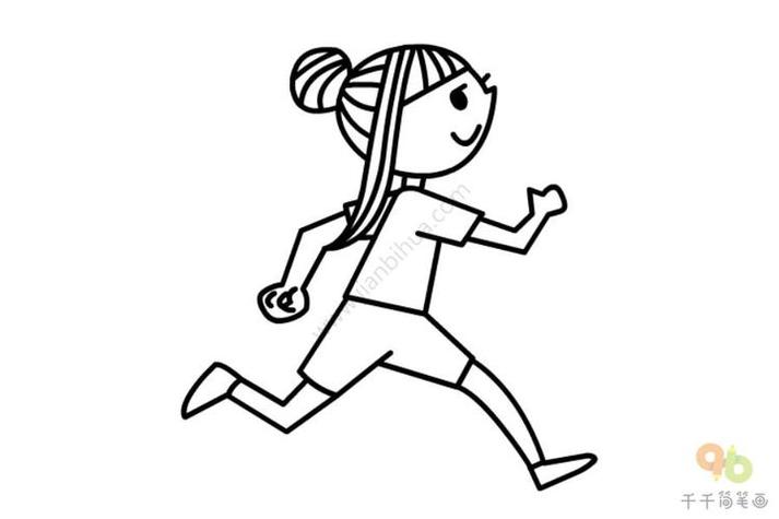 跑步简笔画 小女孩 儿童画