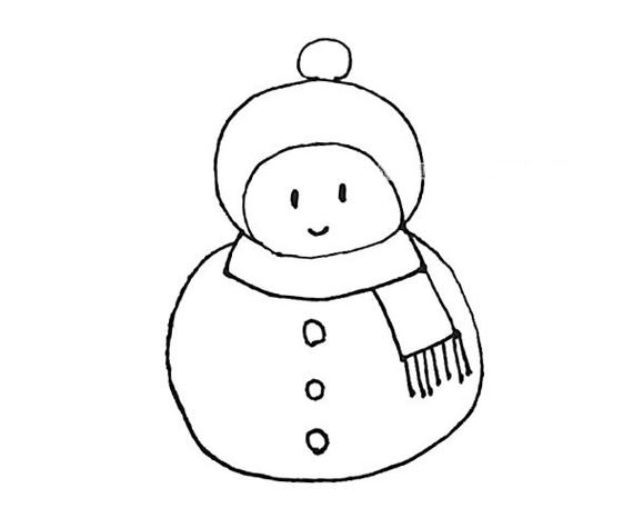 儿童学画可爱的雪人简笔画步骤教程