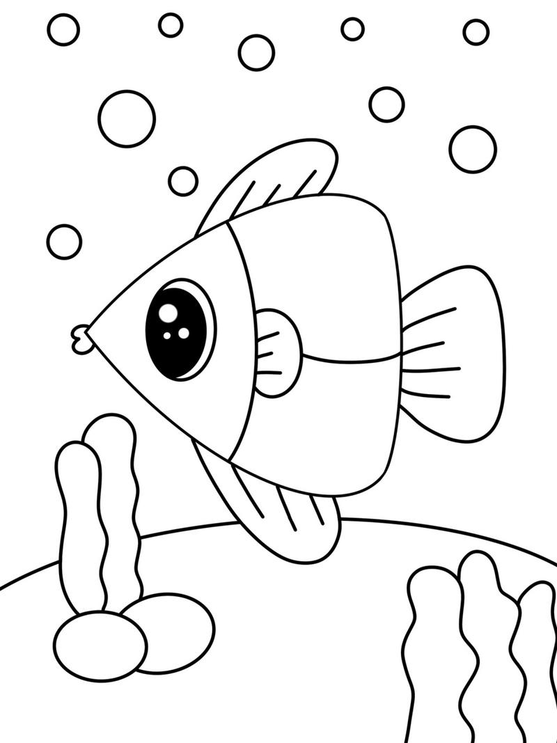 可爱的小鱼儿 创意画 简笔画 儿童画 带线稿哦 #创意美术儿童画