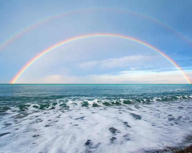 风景,彩虹,大海,唯美,天空中的彩虹壁纸