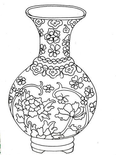 花瓶线描装饰简笔画