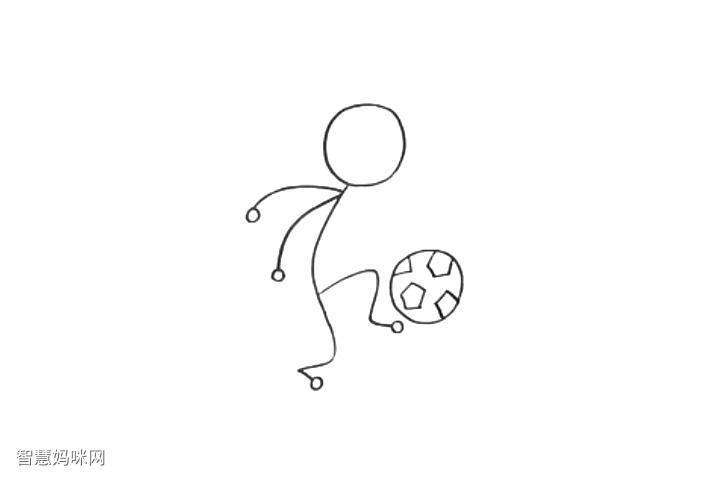 踢足球的火柴人简笔画图片