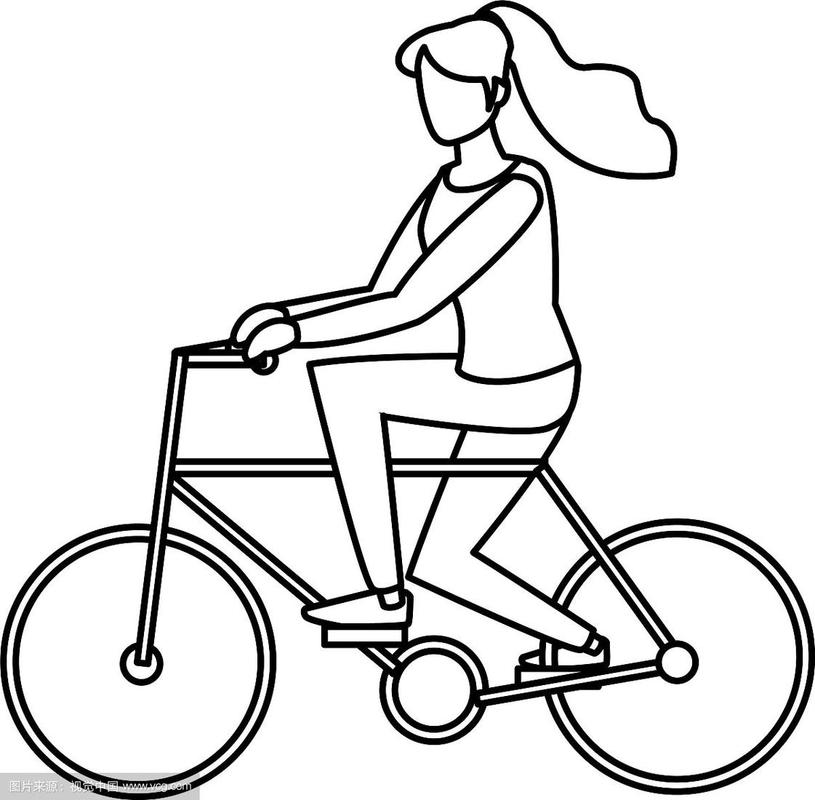 骑自行车的年轻女子