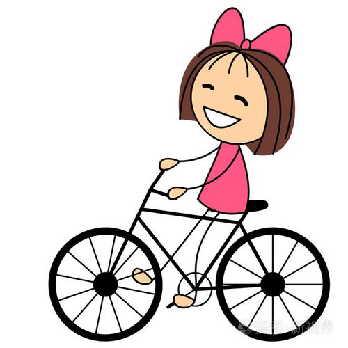 骑自行车的女孩简笔画正面