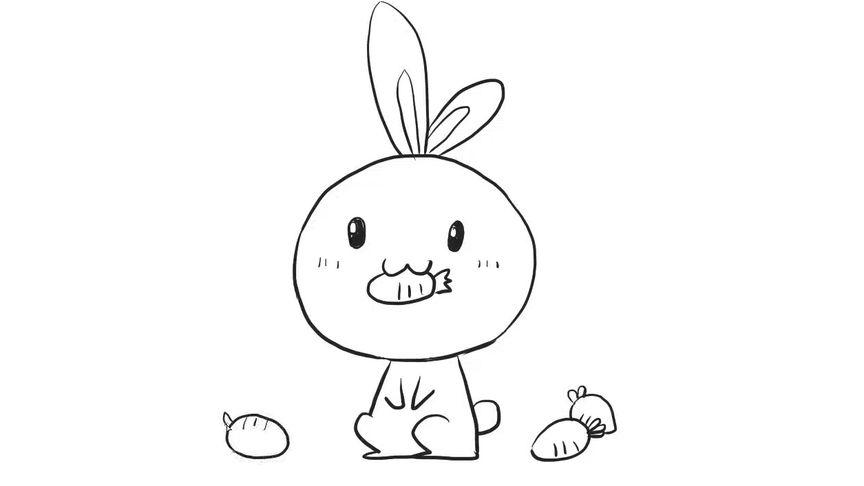 小兔子吃萝卜简笔画图片