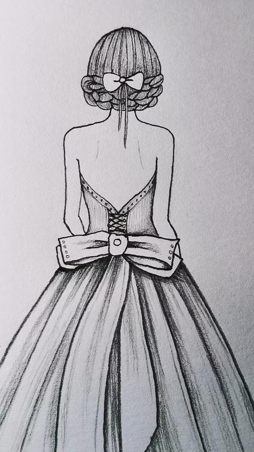 怎么画穿婚纱的女孩背影简笔画
