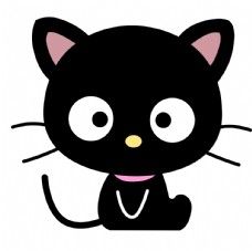 卡通简笔画黑色小猫咪