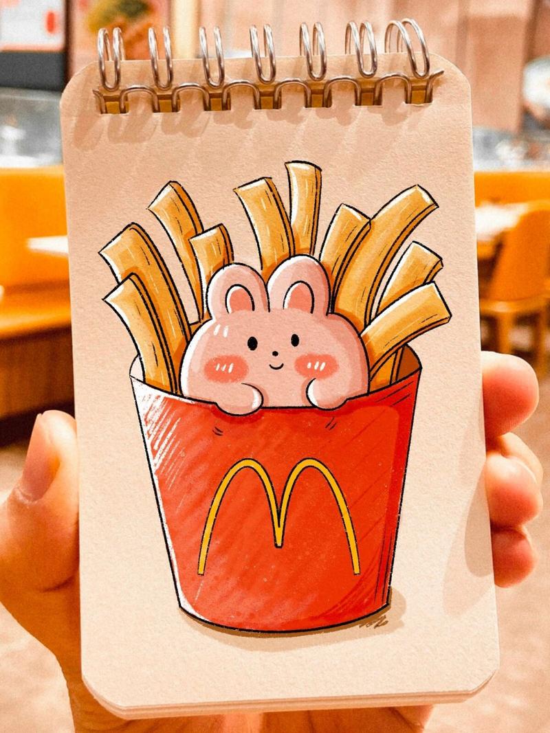 每日一画画|麦当劳美食合集简笔画插画教程          你们喜欢吃