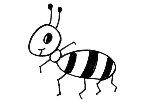 蚂蚁简笔画 卡通蚂蚁的简单画法_动漫人物_儿童简笔画大全_可乐云