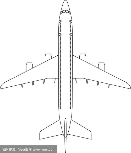 飞机俯视图图标与时髦的线或轮廓