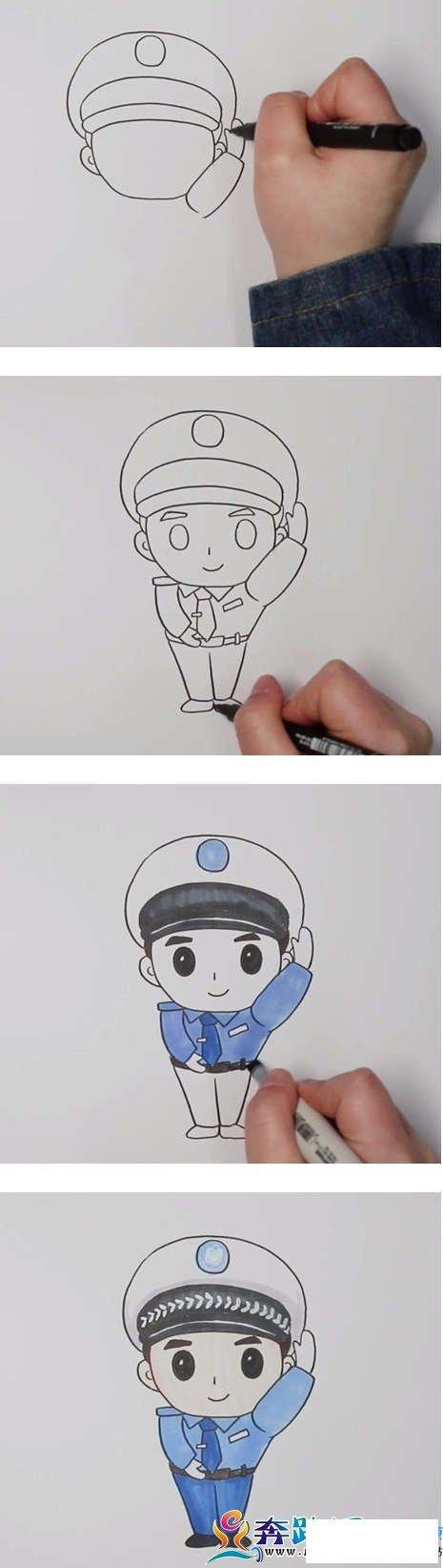帅气的警察叔叔怎么画简笔画