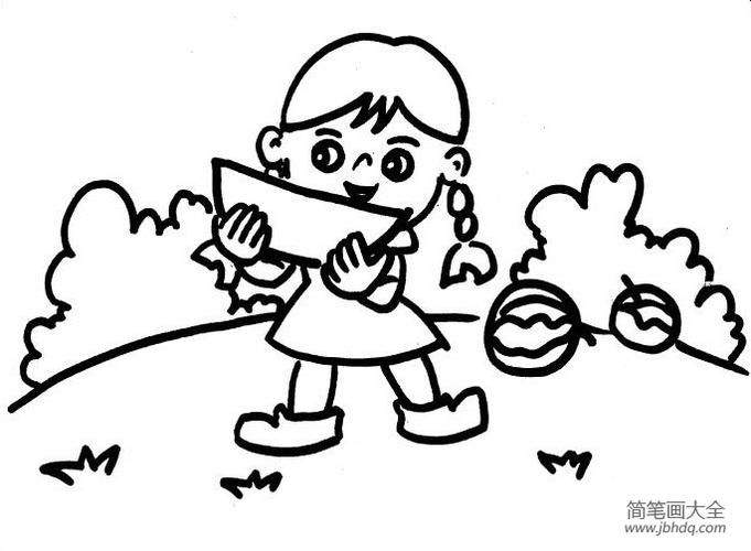 小朋友吃水果的图片简笔画