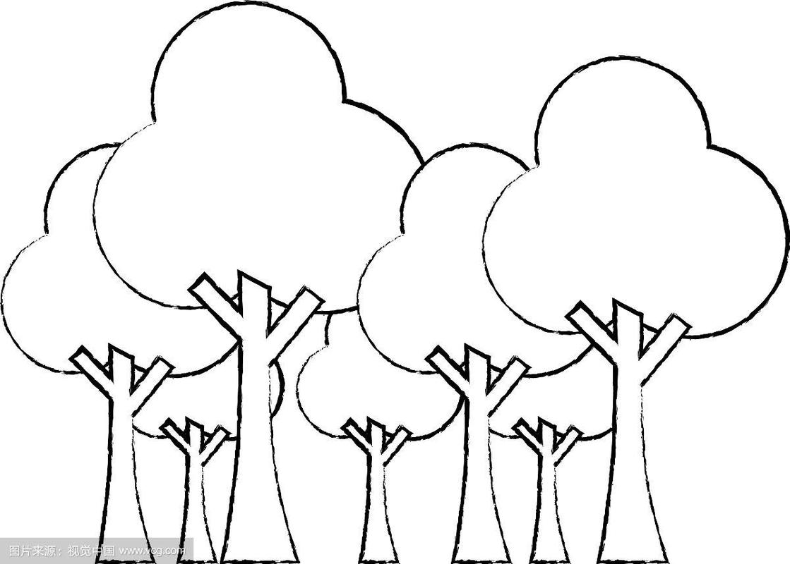 森林树木图片简笔画