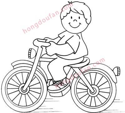 一个人骑在自行车上的简笔画