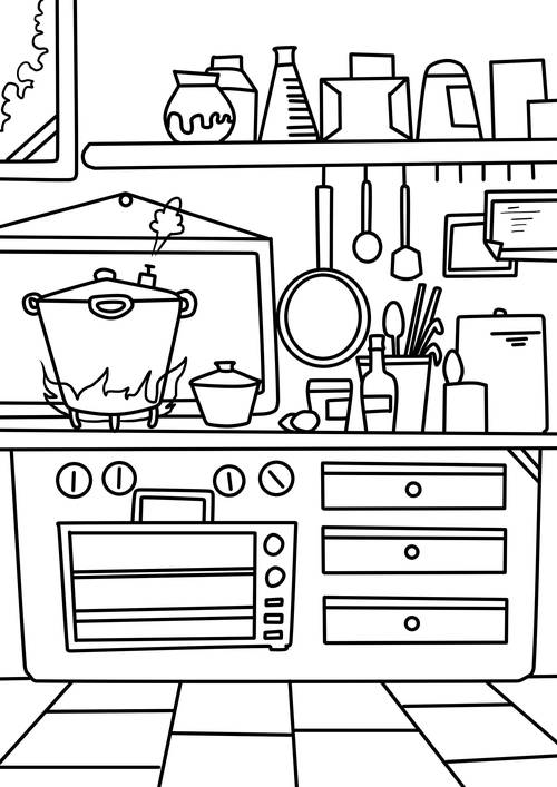 室内,绘画,矢量,插画,家具,素描简笔人物画厨房厨房一角简笔画儿童简