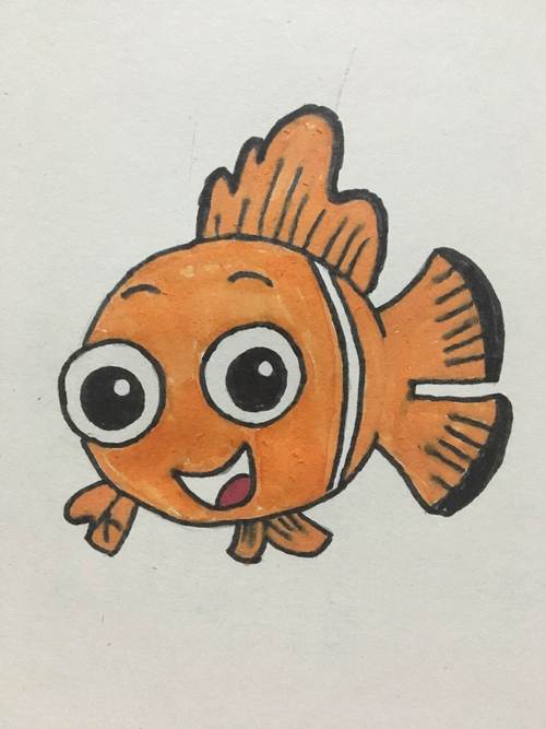 简笔画——小丑鱼尼莫的画法海底小丑鱼简笔画图片大全小丑鱼简笔画