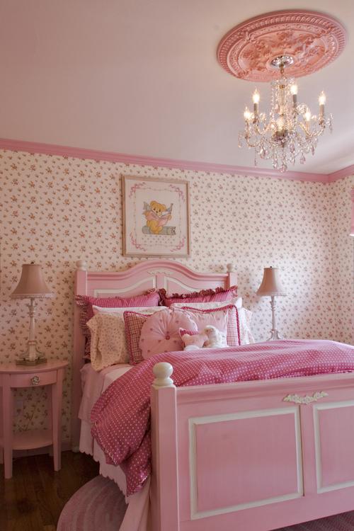 田园风格小户型粉色卧室可爱女孩房间图片