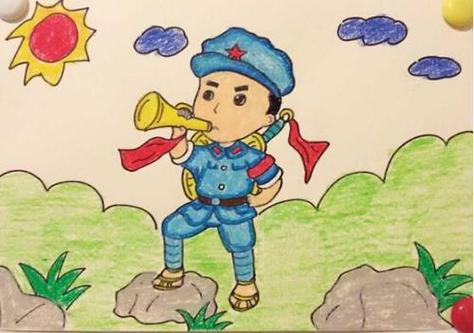 红军长征小学生简笔画