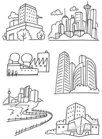城市高楼简笔画简单
