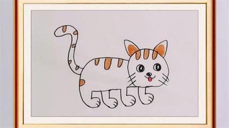 猫简笔画彩色 步骤