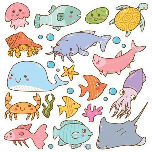 海底的动物简笔画立体