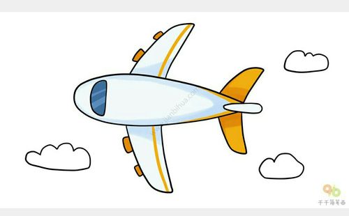 飞机简笔画彩色 卡通