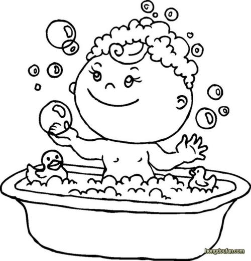 10张浴缸讲卫生爱刷牙涂色卡通简笔画