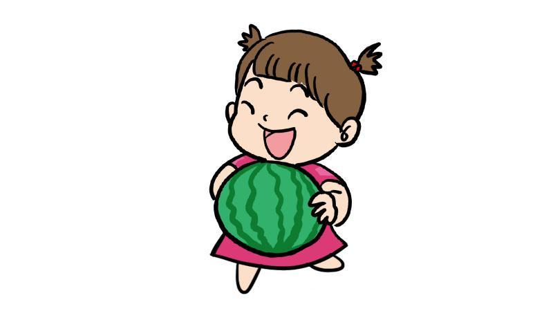 夏至吃西瓜的简笔画步骤