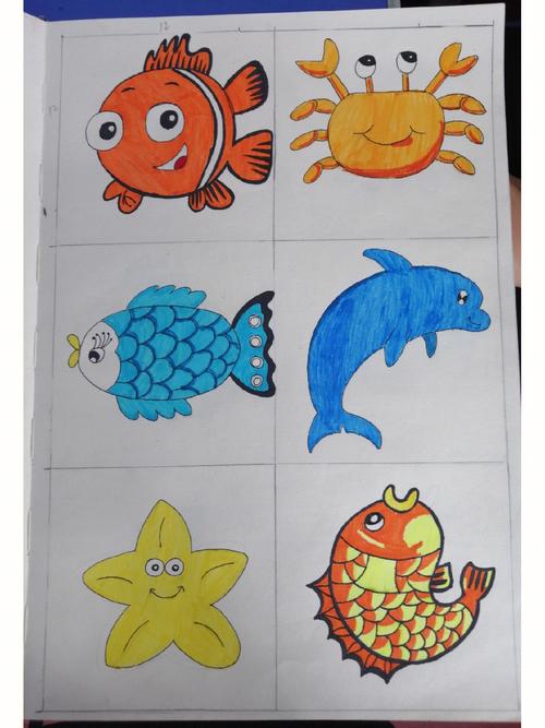 海洋动物简笔画图片大全 彩色