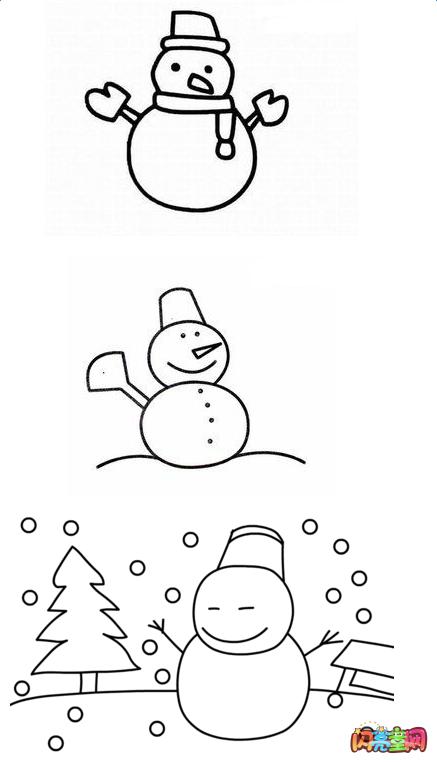 幼儿园雪花和雪人简笔画