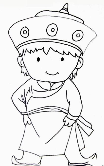 蒙古族简笔画儿童