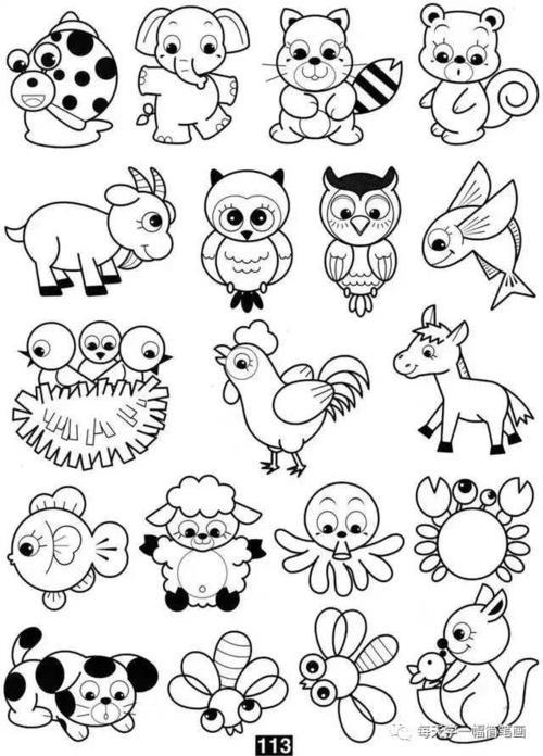 每天学一幅简笔画-各种小动物的100种简笔画法超级实用的素材