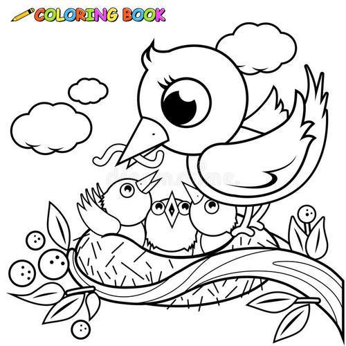 笔画教程坐在鸟巢里的鸟简笔画幼儿园简笔画小鸟的家小鸟飞出窝简笔画