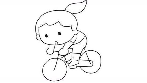 骑自行车小女孩幼儿亲子儿童简笔画 幼儿园学画画