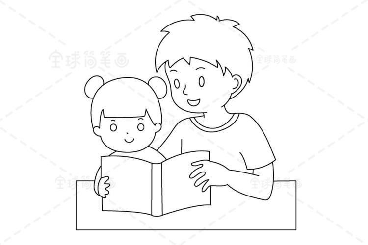 简笔画幼儿园亲子阅读