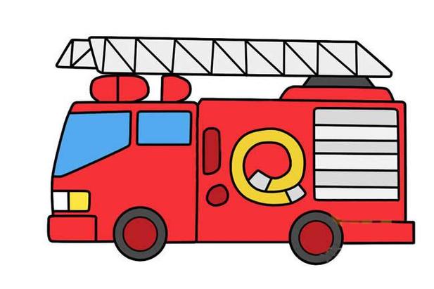 儿童消防车简笔画画法步骤图解教程