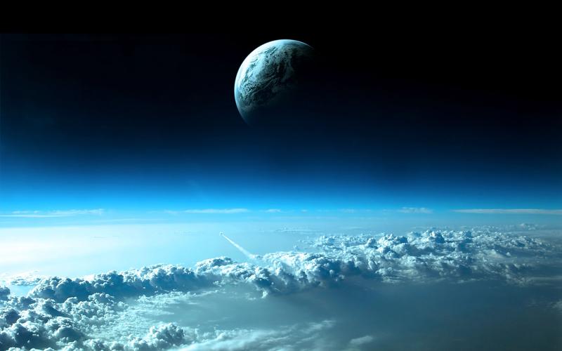 壁纸 蓝色云层上的星球 1920x1200 hd 高清壁纸, 图片, 照片