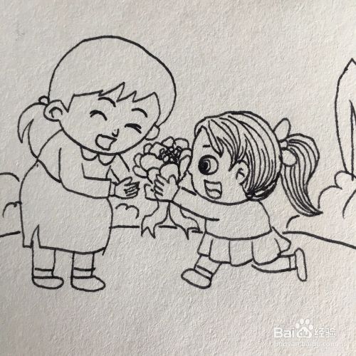 如何画教师节给老师送花的小学生简笔画?