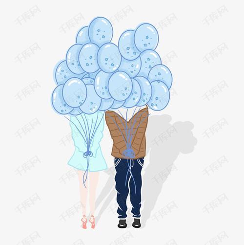 情侣头像拿相机拍气球的一男一女