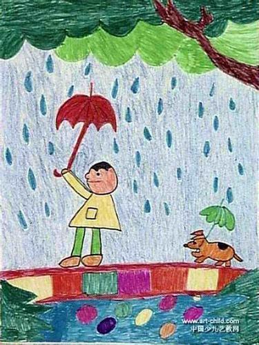 下雨风景简笔画带颜色
