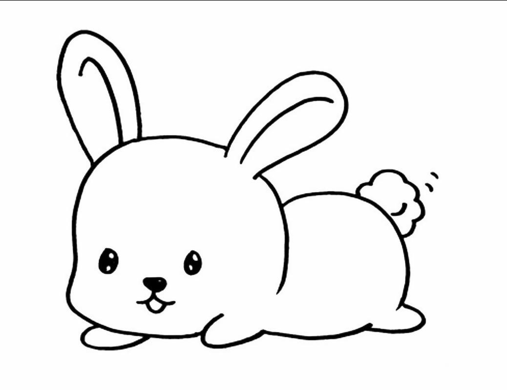 可爱的小白兔简笔画 小白兔蹦蹦跳跳到面包房,问:老板,你们有没有一百