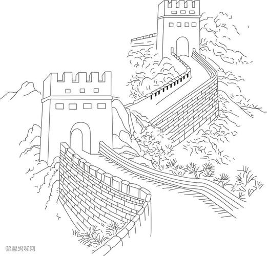 临海长城简笔画图画