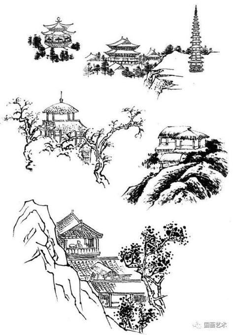 古代建筑风景简笔画