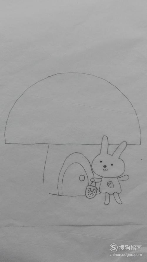 如何画小兔的蘑菇房子的简笔画蘑菇兔子彩色简笔画超简单的简笔画不会